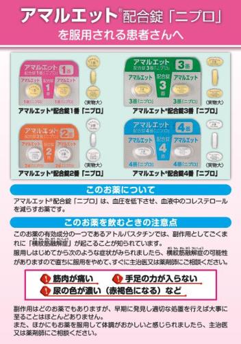 患者用指導箋　アマルエット配合錠「ニプロ」を服用される患者さんへ【10枚綴り／束】1511
