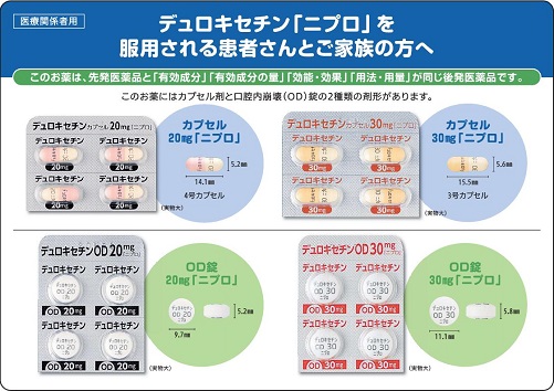 ［医療関係者用　服薬説明資材（下敷き）］デュロキセチン「ニプロ」を服用される患者さんとご家族の方へ2106