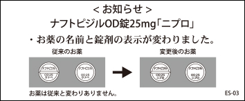 患者用お知らせカード（10枚綴/冊・台紙あり）ナフトピジルOD錠25mg「ニプロ」ES-03
