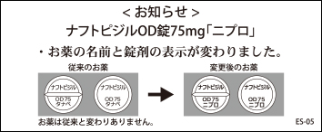 患者用お知らせカード（10枚綴/冊・台紙あり）ナフトピジルOD錠75mg「ニプロ」ES-05